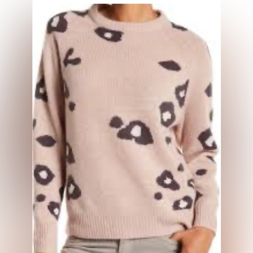 360 Cashmere Taupe Leopard Cashmere Sweater